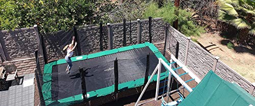Galactic Xtreme Rectangle Gymnastics Trampoline 13x23 with Net Black and Green