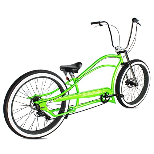 MICARGI Boston GT7 Fat Tire Beach Cruiser Bike 7-Speed Dual Suspension Green