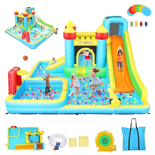 AKEYDIY Inflatable Bounce House Water Slide Bright Color