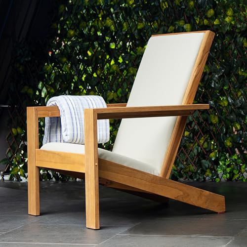 Cambridge Casual Napa Teak Wood Outdoor Adirondack Chair with Quick-Dry Cushion Natural Teak / Textiline Tan