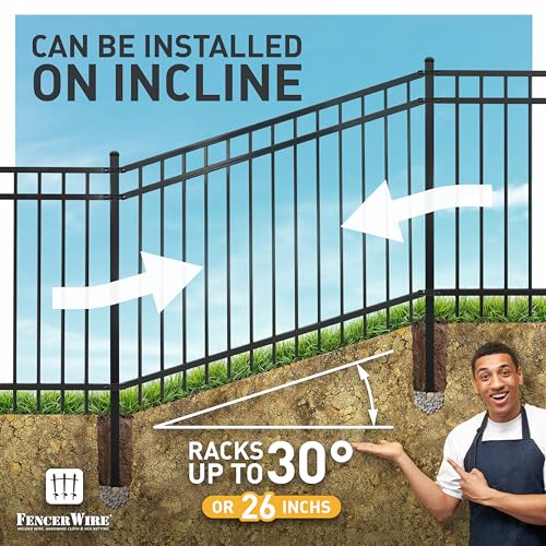 Fencer Wire Heavy Duty Flat Top Fence Barrier Panel 4FT x 8FT Black, Pack of 5