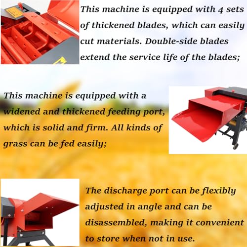 Banfluxion 220V 4-Blade Hay Cutter Pulverizer Red