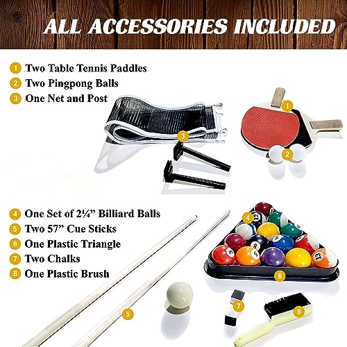 Barrington Billiards Monteray 7’ Drop Pocket Pool Table 3-in-1 Dining Top Table Tennis Gray/Black
