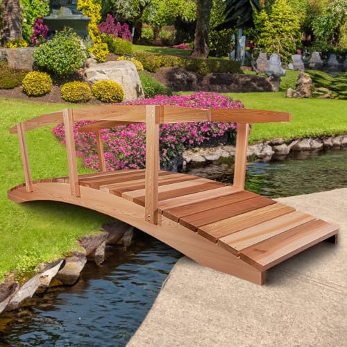 All Things Cedar 12-Ft Garden Bridge with Side Rails Natural Cedar