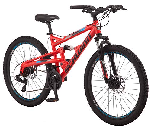 Schwinn Protocol 1.0 Mountain Bike 26-Inch Wheels Full Suspension Red/Blue