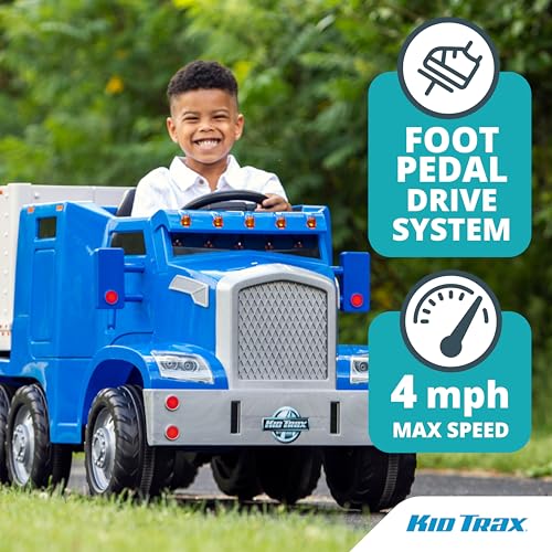 Kid Trax 12V Kids Ride On Semi-Truck with Trailer Blue