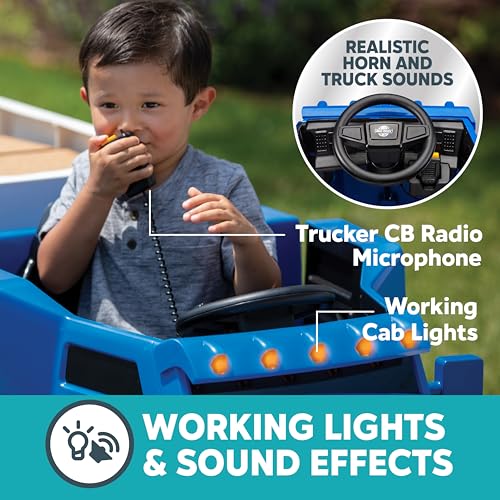 Kid Trax 12V Kids Ride On Semi-Truck with Trailer Blue
