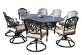 GrandPatioFurniture.com CBM Elisabeth Collection Cast Aluminum 9 Piece Dining Set with 8 Swivel Rockers Black Brown