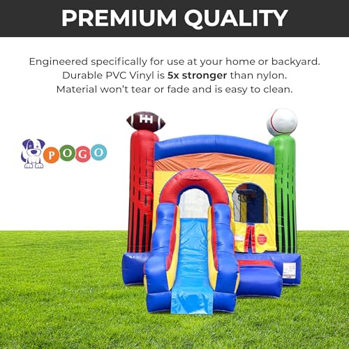 Pogo Bounce House Inflatable Sports Bounce House with Slide Deluxe Sports