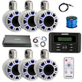 KICKER Marine USB Bluetooth AM/FM Receiver with 6-Channel Amplifier & 6X 6.5" 300W Peak Multicolor LED Speakers (White)