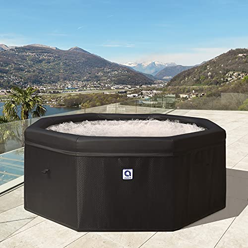 Pool Central 6-Person Rigid Foam Wall Portable Hot Tub Spa Black