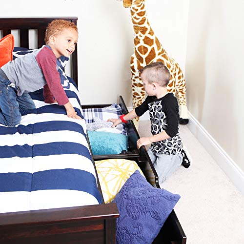 Max & Lily Twin Bed Frame with Headboard & Storage Drawers Slatted Espresso