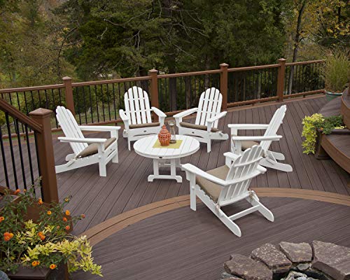 TREX Outdoor Furniture Cape Cod 6-Piece Folding Adirondack Chair Conversation Set Stepping Stone
