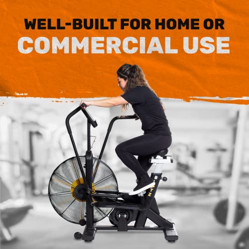 Bells of Steel Stationary Blitz Air Bike Exercise Bike - Belt Driven with Phone and Bottle Holder - 25-in Fan Diameter