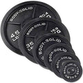 Body-Solid Cast Iron Olympic Weight Plate Set with Bar 355 lb Black