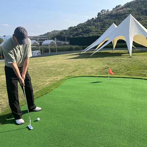 FixtureDisplays Golf Putting Green Mat Set Artificial Turf with Golf Balls and Putter 20 X 10
