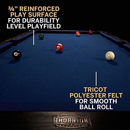 Thornton Modern Drop Pocket Table With Pool Ball and Cue Stick Set Black/Blue