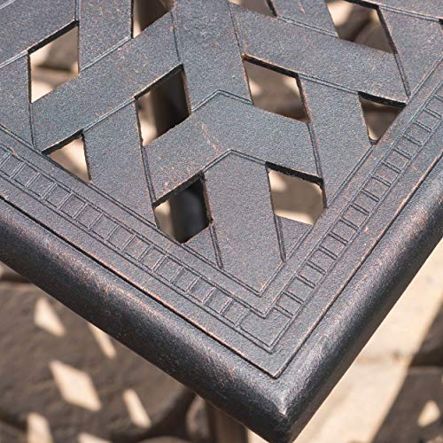GDF Studio 7 Piece Cast Aluminum Outdoor Dining Set Shiny Copper