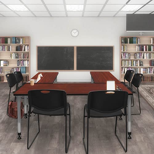 Romig Height Adjustable Classroom Activity Table Cherry Top Grey Base 72x30