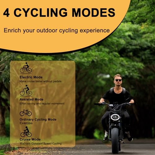 Besintu MOVCAN Electric Bike for Adults 1000W Motor (Peak 1500W), 48V/15.6AH, Up to 28MPH & 70 Miles, 20" Fat Tire Ebike, 7 Speed Gear Full Suspension Brown-2