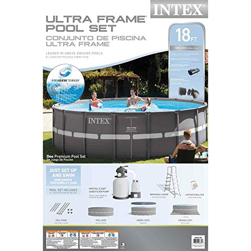 Intex Ultra Frame Pool Set with Sand Filter Pump, Ladder, Ground Cloth & Pool Cover