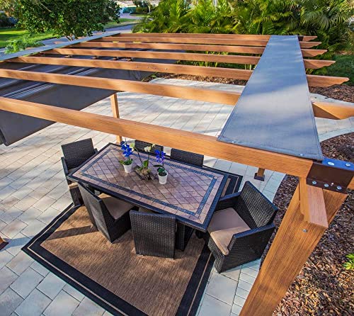 Paragon Outdoor 11’ x 16’ Florence Aluminum Pergola with Retractable Canopy Cocoa