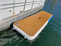 Inflatable Sport Boats Mini Mate Yacht Dock 10' x 3' Inflatable Water Platform White and Blue with Teak Foam Non-slip Top