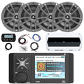 Enrock Marine 4" Color LCD Marine Stereo Receiver with Remote & 4x 6.5" Gray Speakers