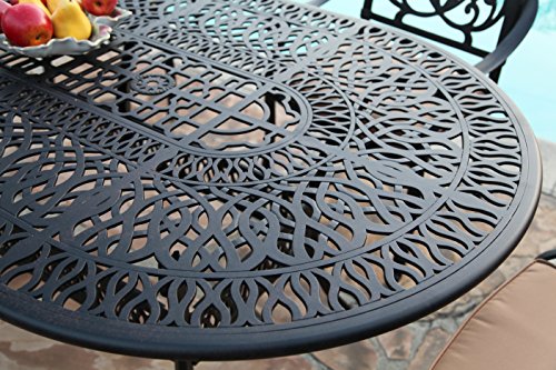 GrandPatioFurniture.com CBM Patio Elisabeth 9 Piece Dining Set with 2 Swivel Rockers and 6 Arm-Chairs Black Brown