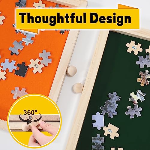 Jighaus Jigsaw Puzzle Board Table with Cover Mat & Storage Drawers Natural/1000 Pieces