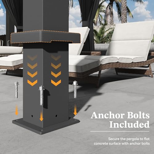 Jolydale Louvered Pergola 12ft x 20ft Aluminum with Adjustable Top Gray
