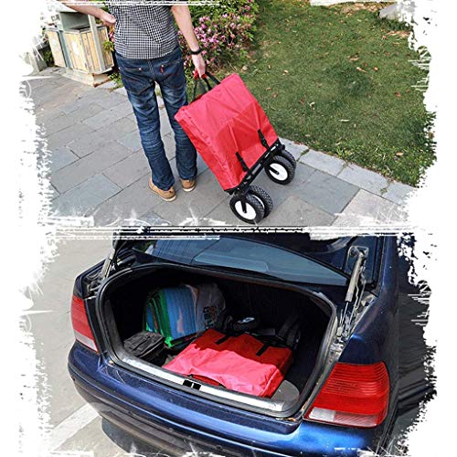 5sssallefaa Outdoor Folding Garden Trolley Cart Heavy Duty Red