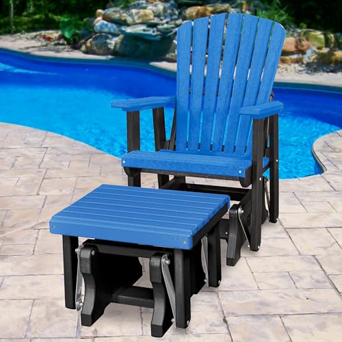 American Furniture Classics Chair and Gliding Glider Ottoman Combo Blue and Black