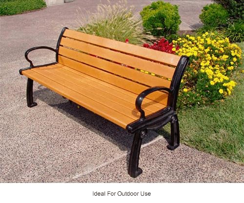 Frog Furnishings Outdoor Patio Bench Heavy Duty Cast Aluminum Frames Brown Slat 8 Feet