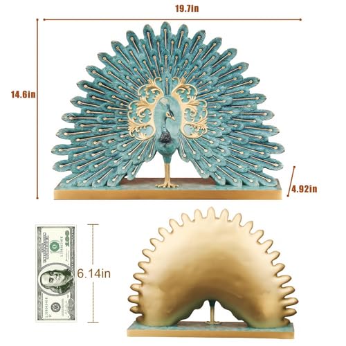 FENGSHUI-CAISHEN Pure Copper Peacock Statue Blue