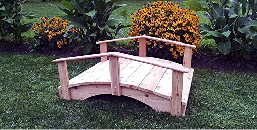 Backyard Crafts Amish-Made Cedar Garden Bridge 3' x 8' Linden Leaf Stain