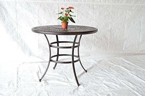 Patio Land Mandalay 5pc Outdoor Patio Bar Set 48" Dark Bronze Cast Aluminum Walnut