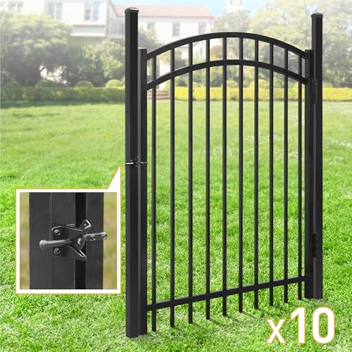 Fencer Wire Heavy Duty Flat Top X-Pattern Decorative Fence Gate Black 5FT x 4FT Pack of 10