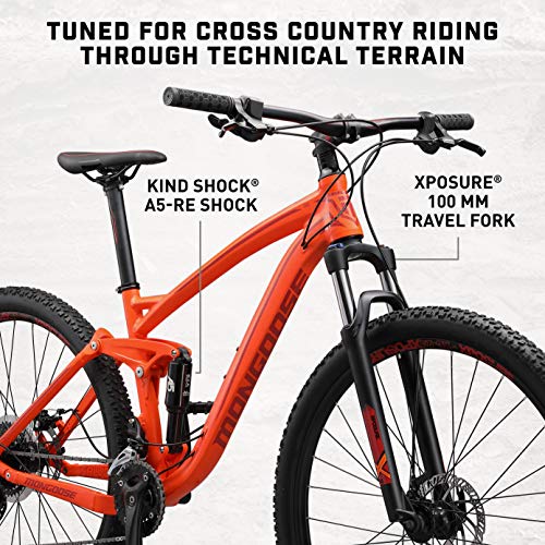 Mongoose Salvo Trail Adult Mountain Bike 29-inch 18-Speed Aluminum Frame Disc Brakes Orange
