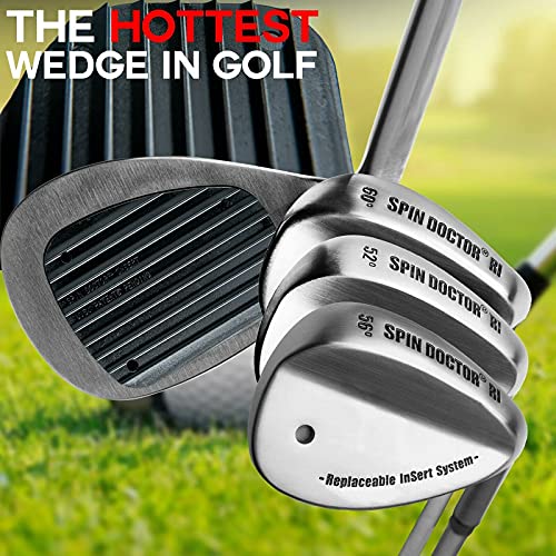 Spin Doctor 3 Club Scoring Set RI Golf Wedges 52° Pitching Wedge, 56° Sand Wedge, 60° Lob Wedge Silver