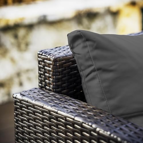Nestl 7-Piece Wicker Outdoor Furniture Set Brown Frame/Grey Cushions