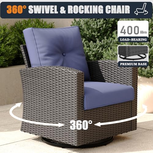 KHOLH 12-Piece Outdoor Patio Furniture Set with Fire Pit Table, Navy