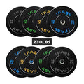 SimpleL Olympic Barbell Black Rubber Bumper Plates Set 230LBs Total