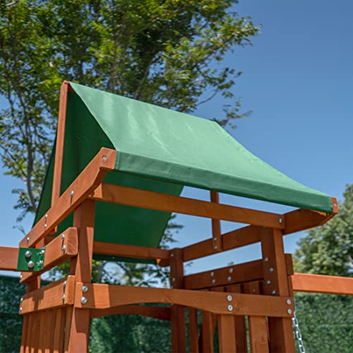 Sportspower Sherwood Wood Swing Set with Swings & Slide Green