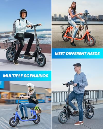 Gyroor Electric Scooter with Seat 450W Motor Foldable Orange