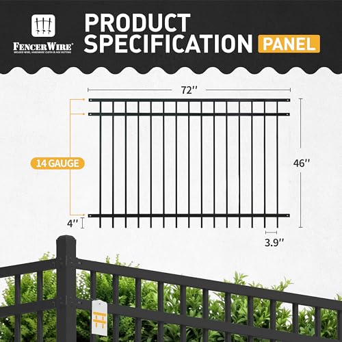 Fencer Wire Heavy Duty Flat Top Fence Barrier Panel 4FT x 6FT Black, Pack of 10