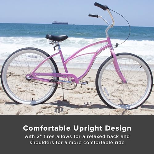 Firmstrong Urban Women's Beach Cruiser Bike 3 Speed 24 Inch Pink w/ Black Seat/Grips