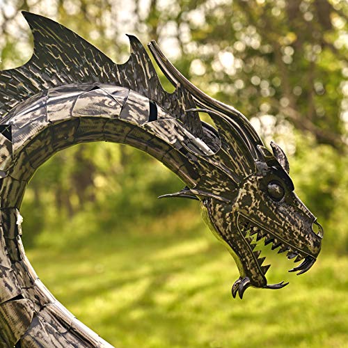 Zaer Ltd. Large Metal Dragon Statue 89" L x 79" W x 73" H Metallic Silver