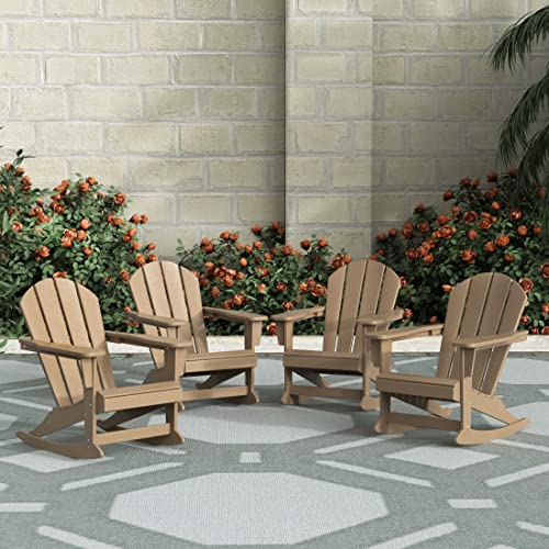 WO WESTIN OUTDOOR Classic Patio Rocking Chair Set of 4 PCS Weathered Wood