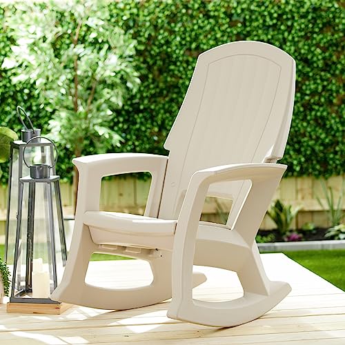 Semco Heavy-Duty All-Weather Plastic Rocking Chair Tan (4 Pack)
